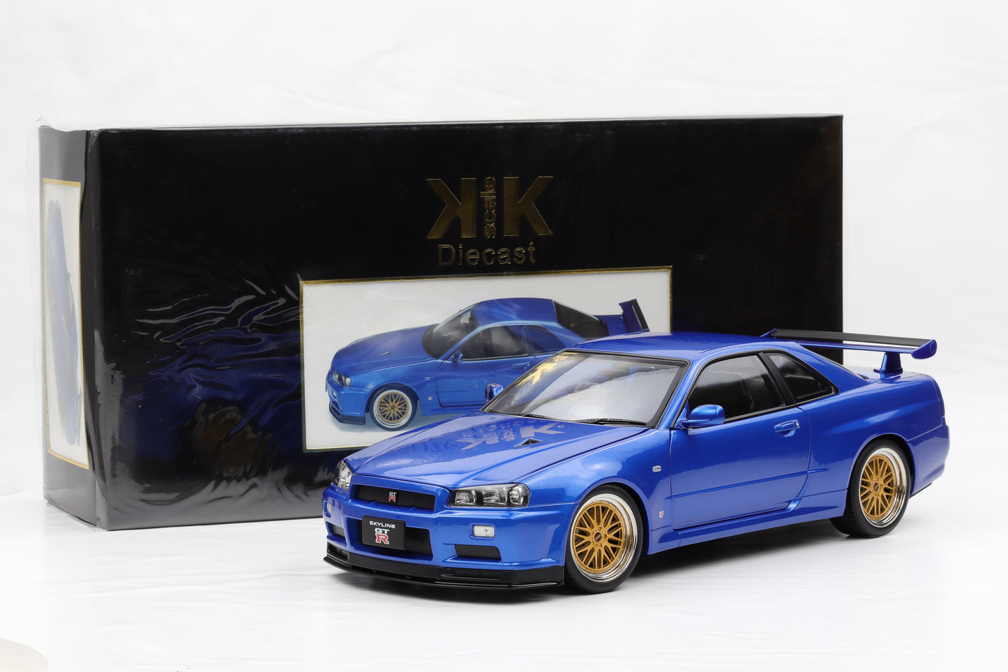 1:12 Nissan Skyline GT-R (R34) V-Spec II BBS-Felgen 2001 blau metallic KK Scale