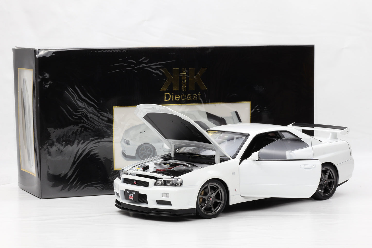 1:12 Nissan Skyline GT-R (R34) V-Spec II OEM-Felgen 2001 weiss KK Scale