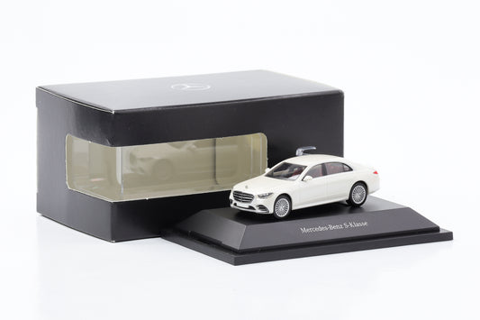 Rivenditore Herpa Mercedes-Benz Classe S V223 bianco diamante brillante in scala 1:87