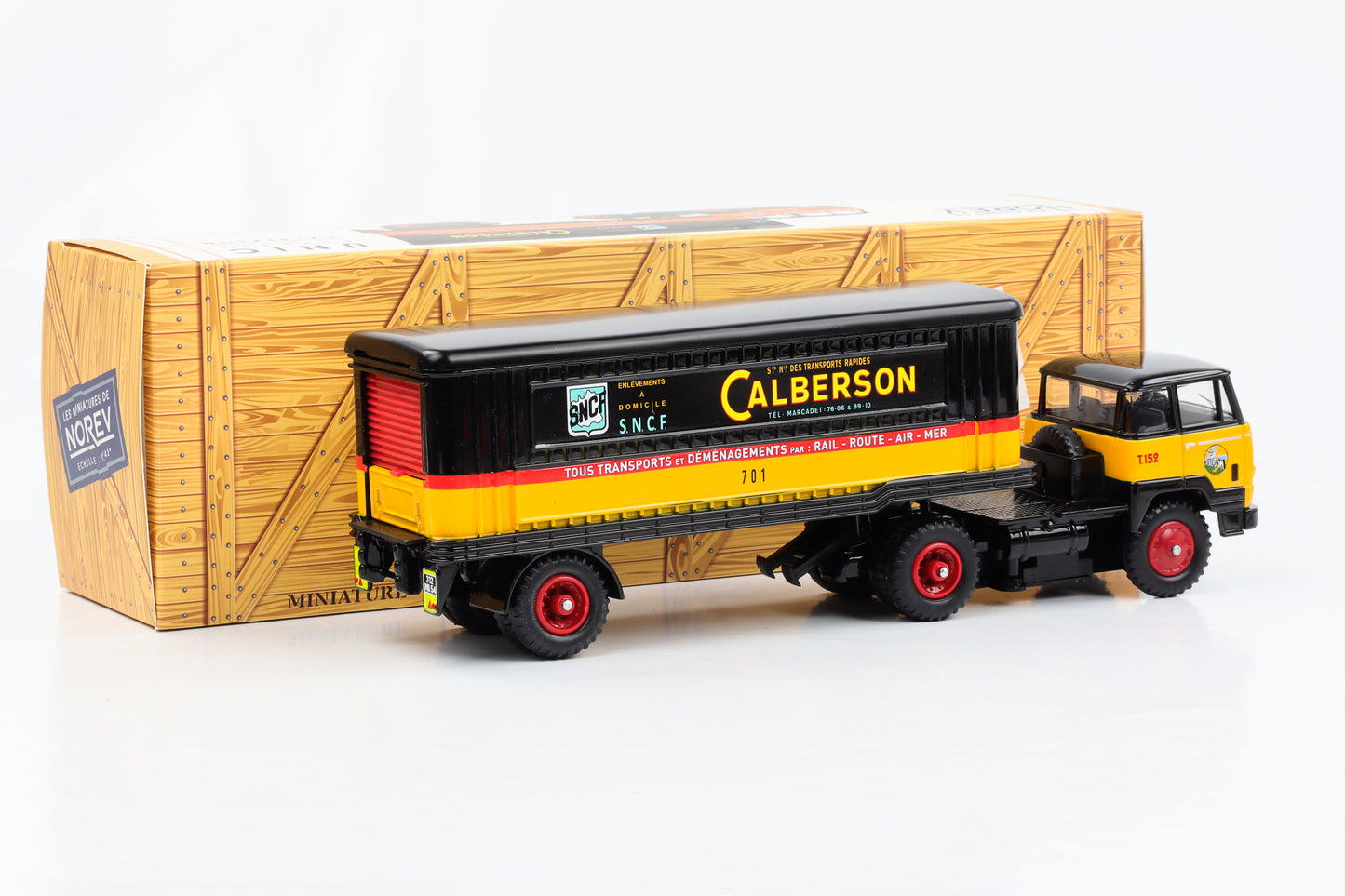 1:43 Camion Unic Esterel Calberson avec remorque 1961 noir-jaune Norev moulé sous pression