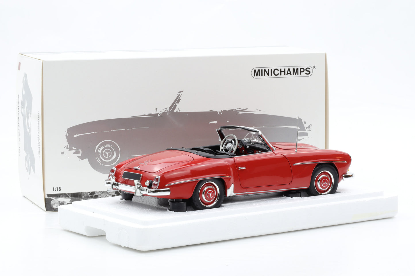 1:18 Mercedes-Benz 190 SL Cabrio W121 1955 rot full opening Minichamps