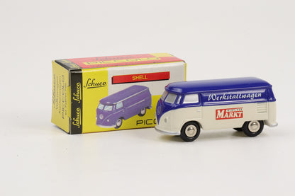 1:90 Schuco Piccolo VW T1 Bus Bulli Oldtimer Markt Werkstattwagen blau-weiß