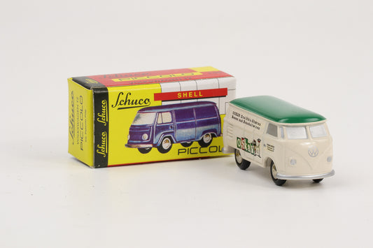 1:90 Schuco Piccolo VW T1 Bus Bulli Oskar Qualitätsbürsten Besen und Haushaltswaren grün-beige