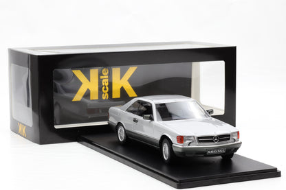 1:18 Mercedes-Benz 500 SEC C126 Coupe 1987 silber diecast KK-Scale