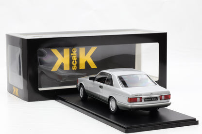 1:18 Mercedes-Benz 500 SEC C126 Coupe 1987 silber diecast KK-Scale