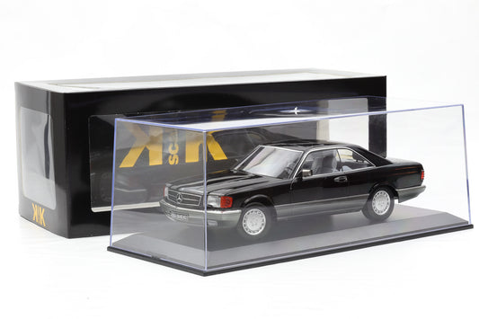 1:18 Mercedes-Benz 500 SEC C126 Coupe 1987 schwarz KK-Scale + Vitrine