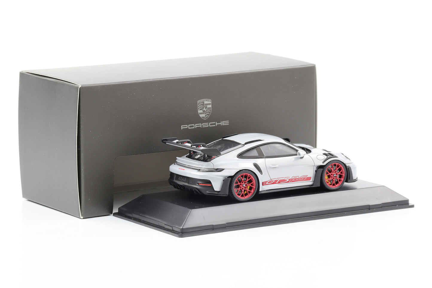 1:43 بورش 911 992 GT3 RS رمادي ثلجي معدني بايرو أحمر سبارك WAP Dealer