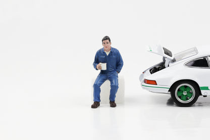 1:24 Figur Auto-Mechaniker Johnny trinkt Kaffee American Diorama Figuren