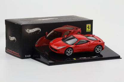 1:43 Hot Wheels Elite Ferrari 458 Italia rot X5502