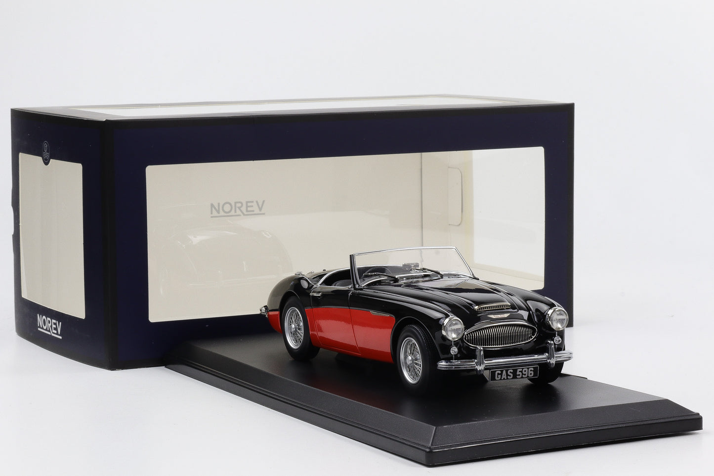 1:18 Norev Austin Healey 3000 1961 schwarz-rot Limited Edition 200 Stk. 182601