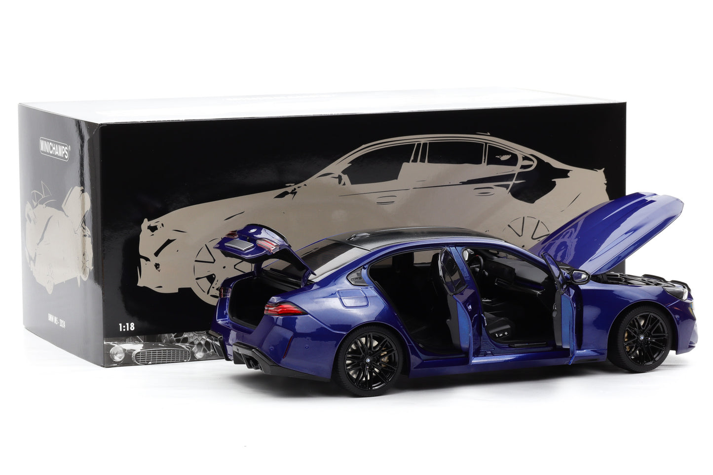1:18 Minichamps BMW M5 2024 (G90) 2024 blau metallic full opening