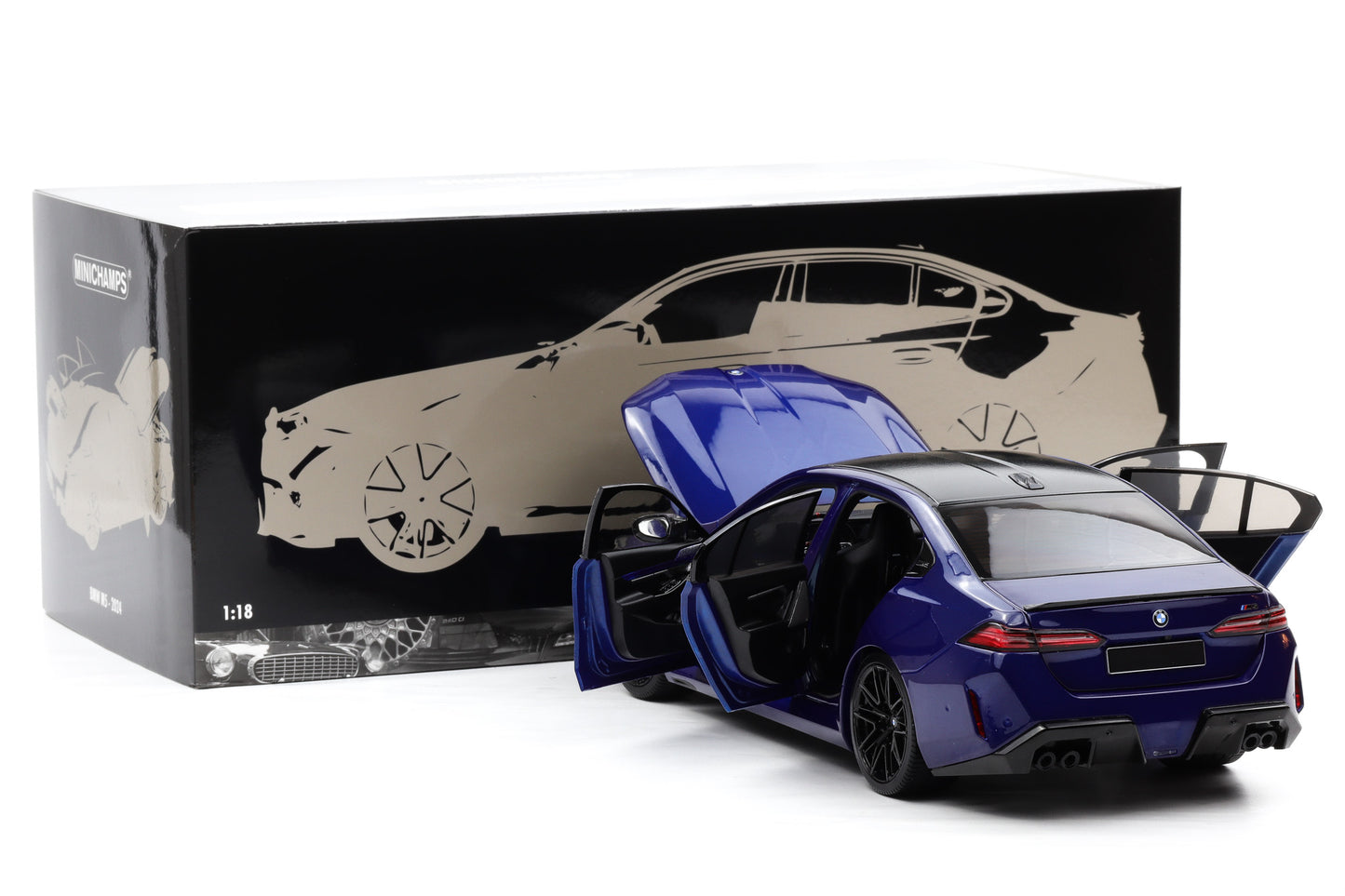 1:18 Minichamps BMW M5 2024 (G90) 2024 blau metallic full opening