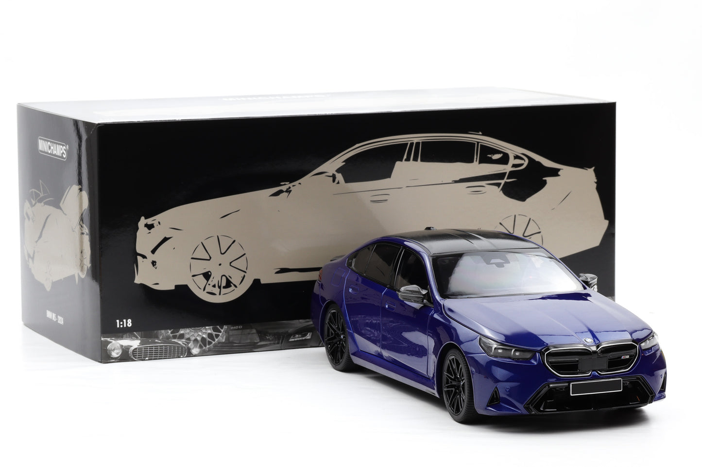 1:18 Minichamps BMW M5 2024 (G90) 2024 blau metallic full opening