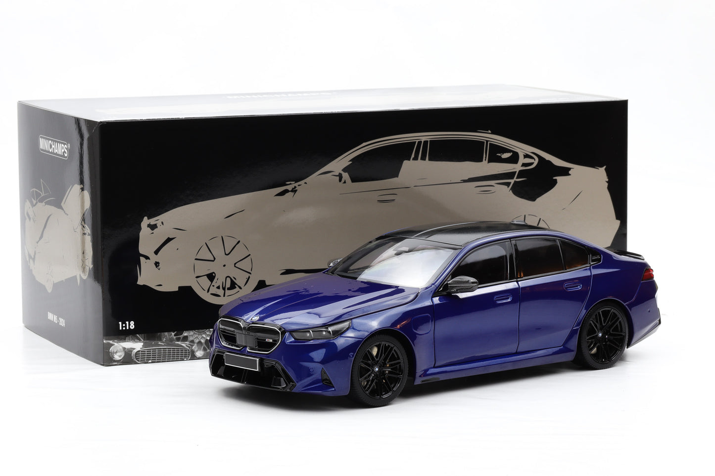 1:18 Minichamps BMW M5 2024 (G90) 2024 blau metallic full opening