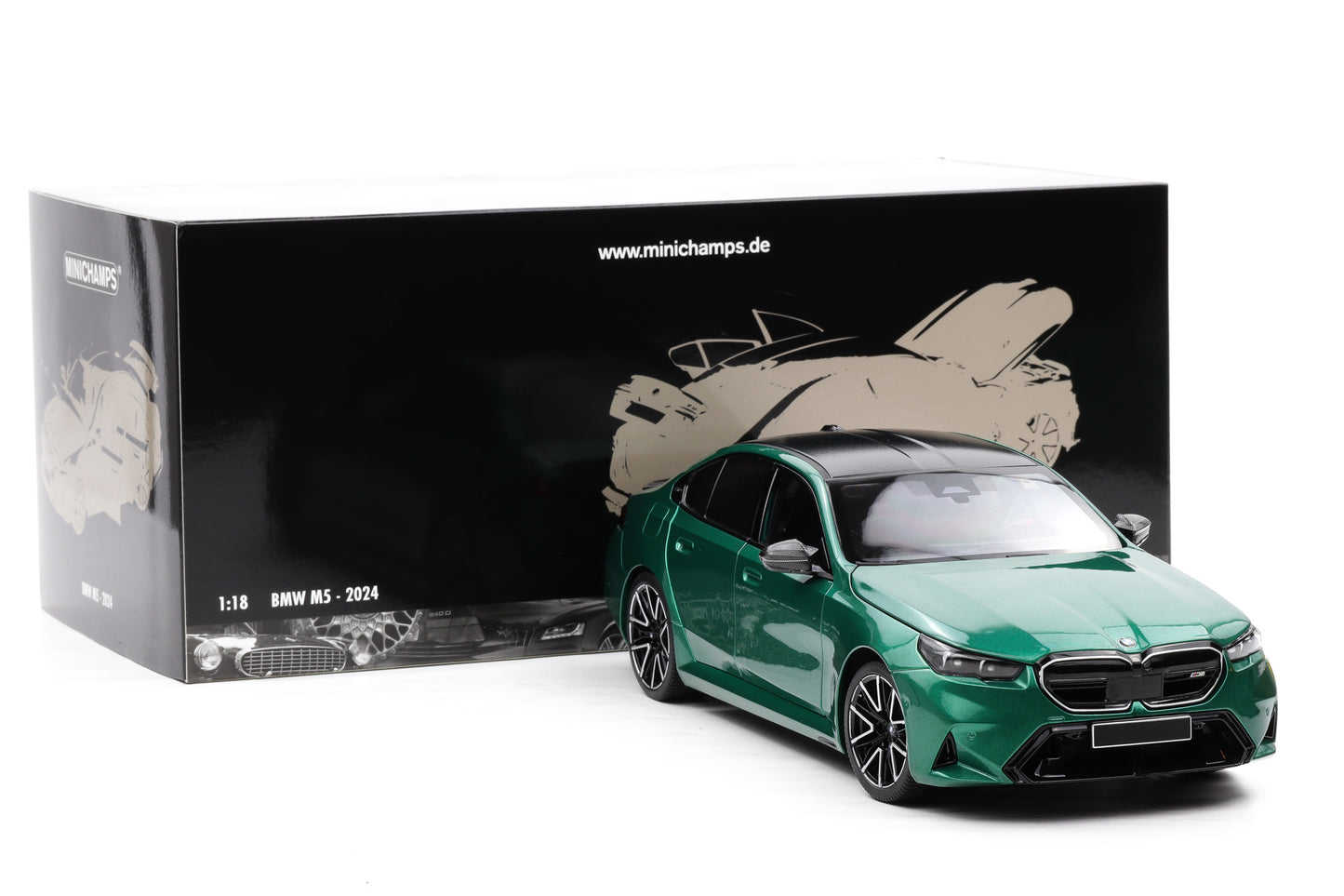 1:18 Minichamps BMW M5 2024 (G90) 2024 green metallic full opening