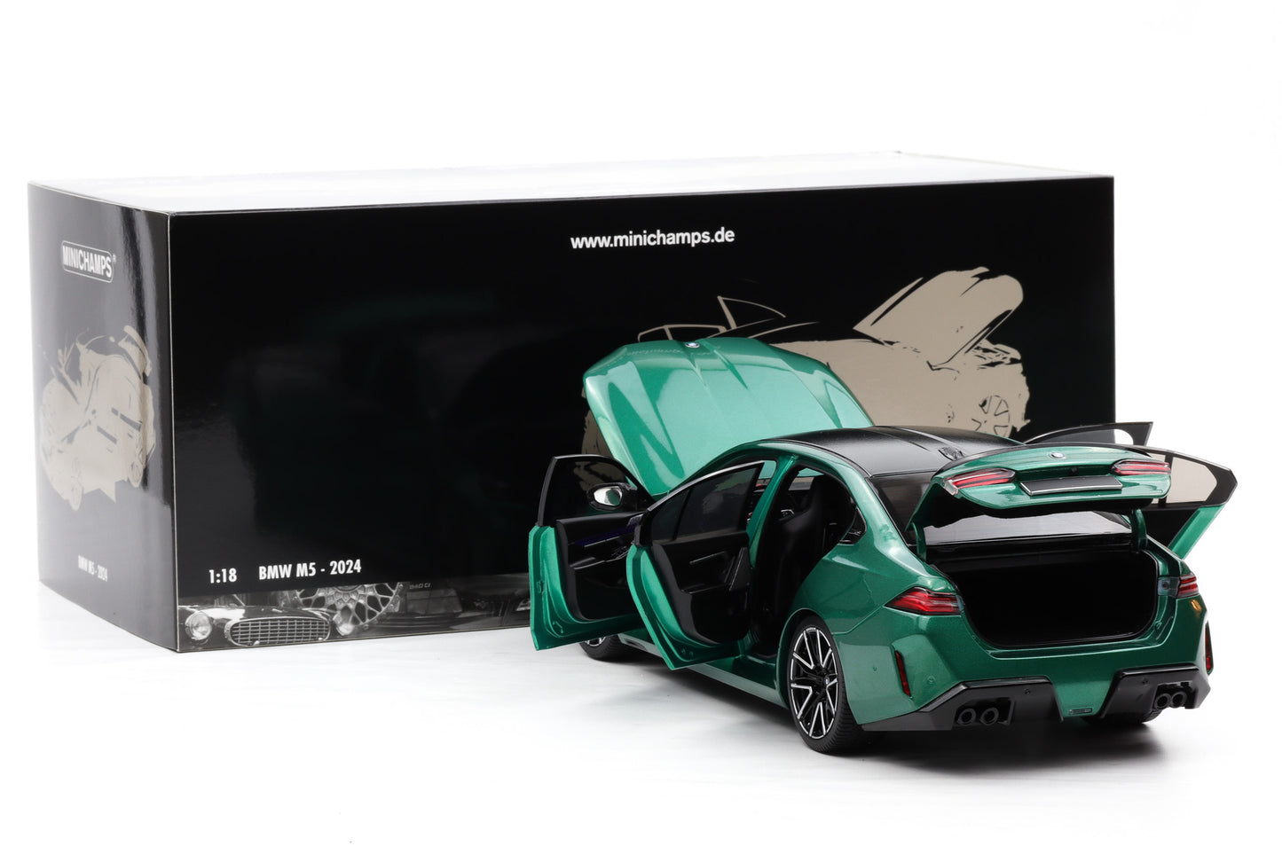 1:18 Minichamps BMW M5 2024 (G90) 2024 green metallic full opening