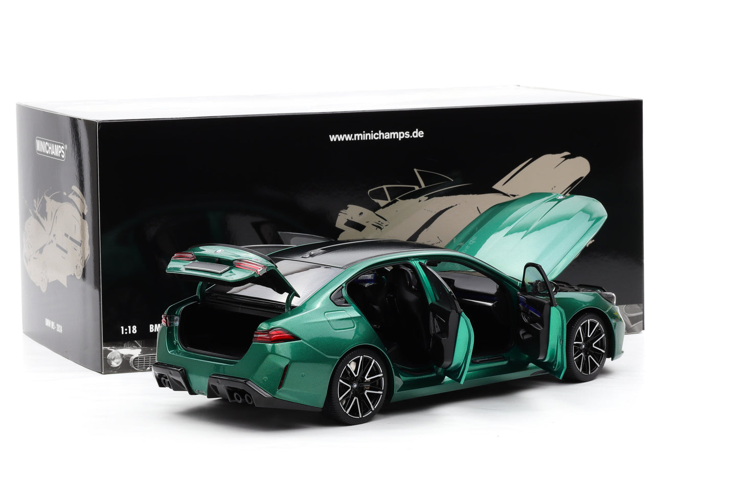 1:18 Minichamps BMW M5 2024 (G90) 2024 green metallic full opening