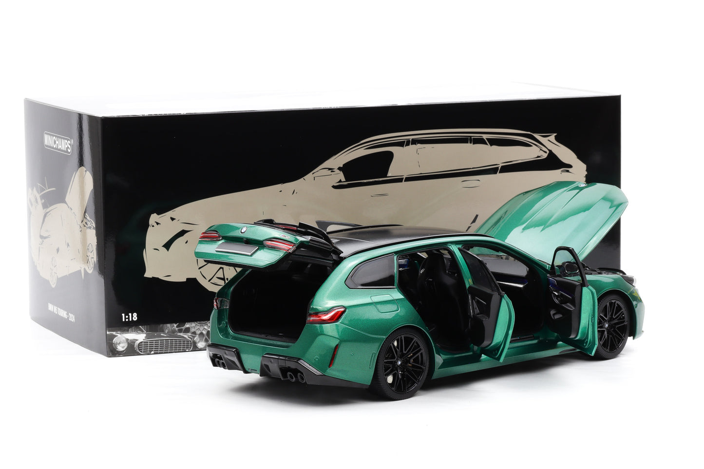 1:18 Minichamps BMW M5 Touring 2024 (G90) 2024 green metallic full opening