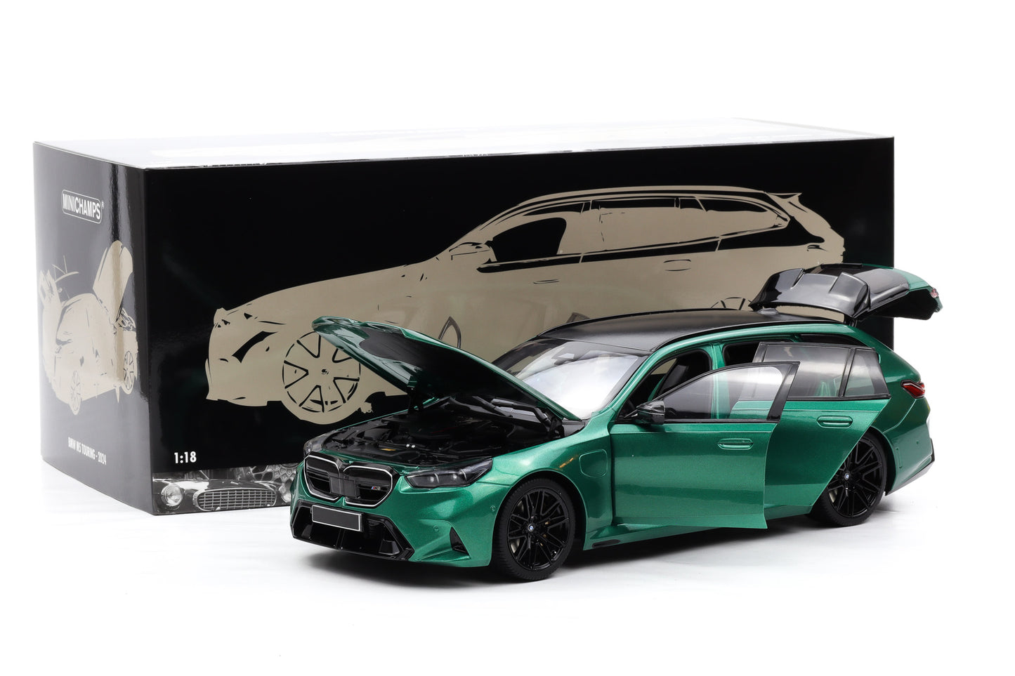 1:18 Minichamps BMW M5 Touring 2024 (G90) 2024 green metallic full opening