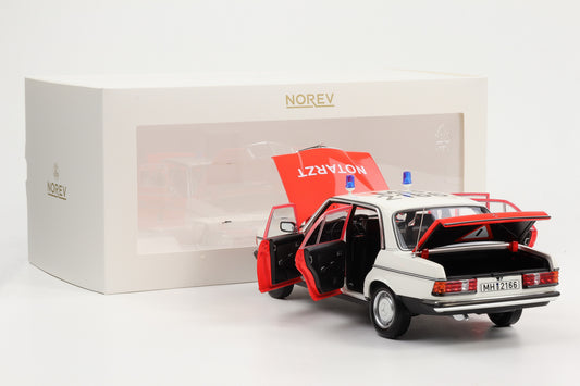 1:18 Norev Mercedes-Benz 200 W123 Limousine Notarzt Ambulance 1984 183834