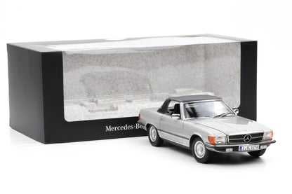 1:18 Mercedes-Benz 450 SL R107 Hard/Softtop astral silver metallic Norev Dealer