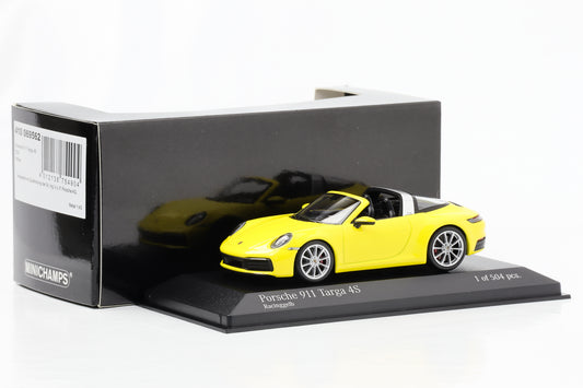 1:43 Porsche 911 992 Targa 4 4S 2020 corrida amarelo Minichamps