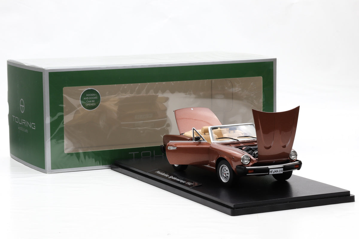 1:18 Fiat 124 Pininfarina Spidereuropa 1982 marrone chiaro Touring Modelcars + Vitrine