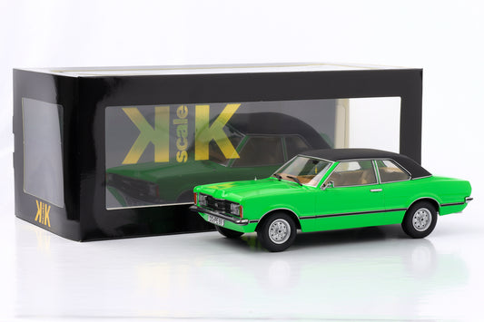 1:18 Ford Taunus GXL 1971 avec toit en vinyle vert noir moulé sous pression à l'échelle KK