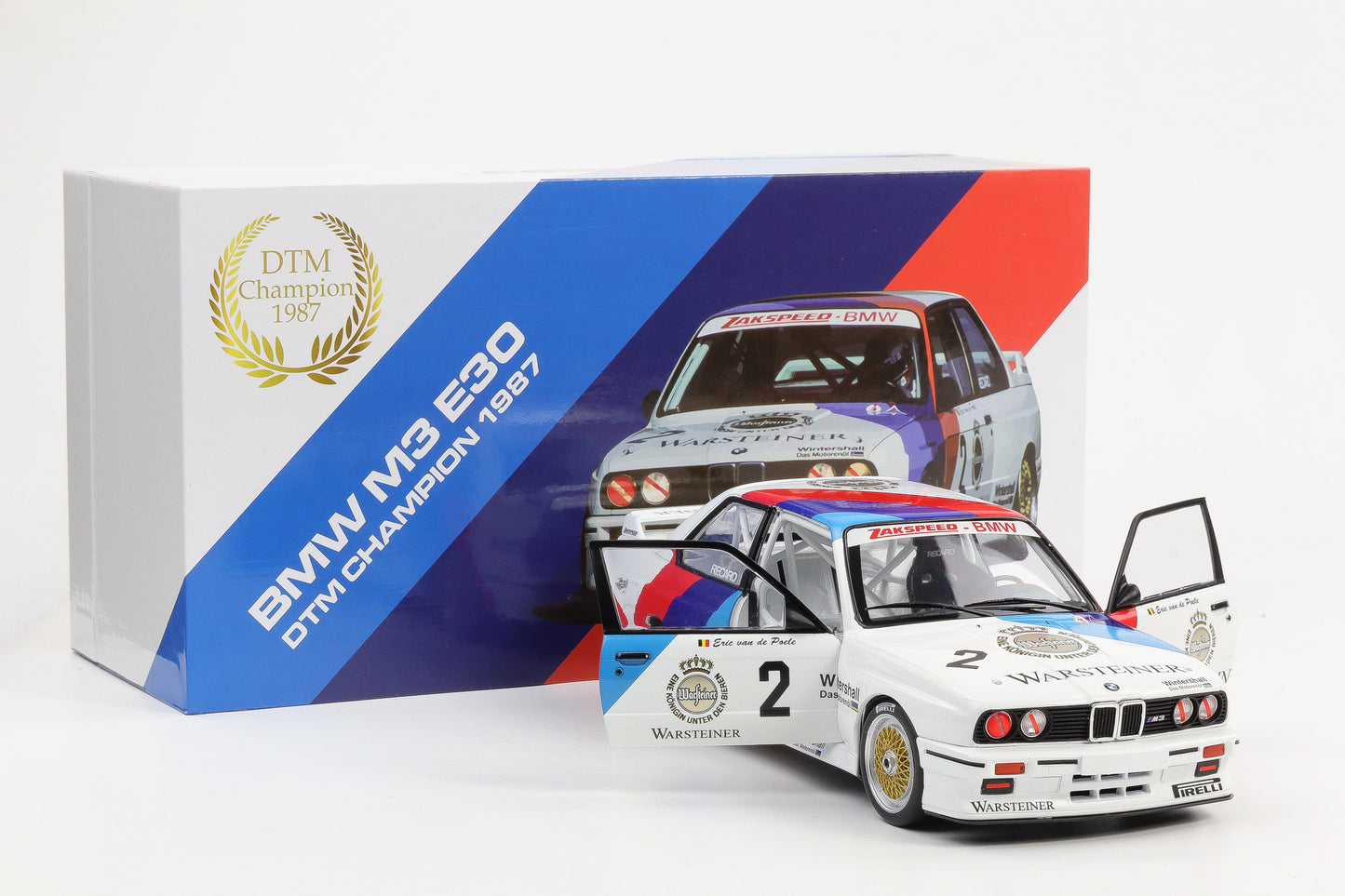 1:18 WERK83 BMW M3 E30 #2 DTM 1987 Eric van de Poele Warsteiner Collectors box