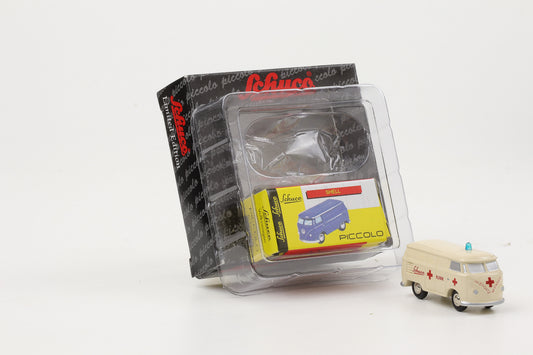 1:90 Schuco Piccolo VW T1 Bus Bulli Krankenwagen Notruf Klinik beige Limitiert