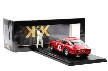 1:18 Ferrari 250 GT SWB #16 24H Le Mans 1961 rot + Figur + Vitrine KK-Scale
