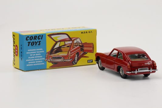 1:45 Corgi Toys MG Type B GT rot + Zubehör  Nr. 327 Repro