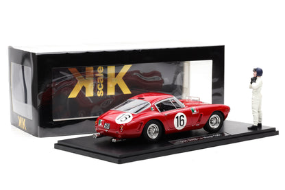 1:18 Ferrari 250 GT SWB #16 24H Le Mans 1961 rot + Figur + Vitrine KK-Scale