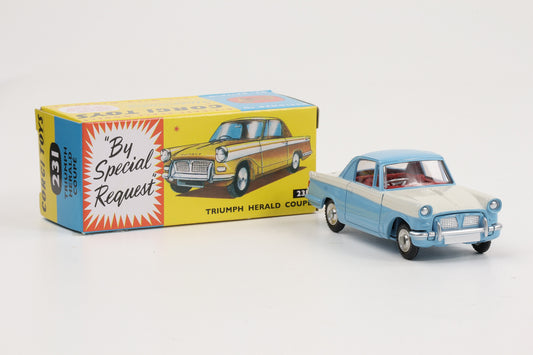 1:44 Corgi Toys Triumph Herald Coupe weiß-hellblau  Nr. 231 Repro