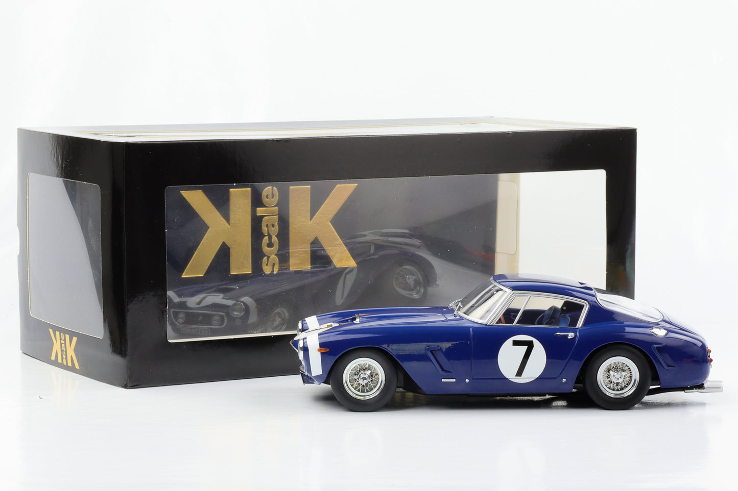 1:18 Ferrari 250 SWB Goodwood #7 1961 Moss azul escuro em escala KK fundido