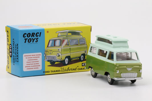 1:43 Corgi Toys Ford Thames 400E Airborne Caravan Khakigrün - Nr.420 Repro