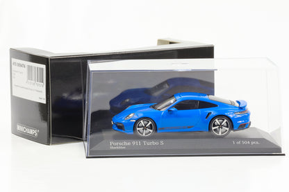 1:43 بورش 911 992 توربو S القرش الأزرق 2021 Minichamps