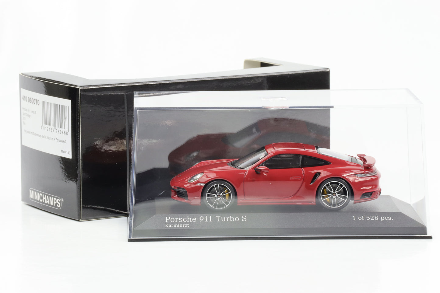 1:43 Porsche 911 992 Turbo S Sport Design Carmine Red 2021 Minichamps