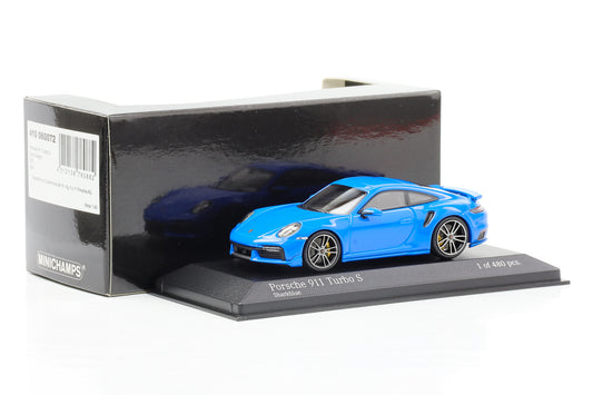 1:43 Porsche 911 992 Turbo S Sport Design sharkblue 2021 Minichamps