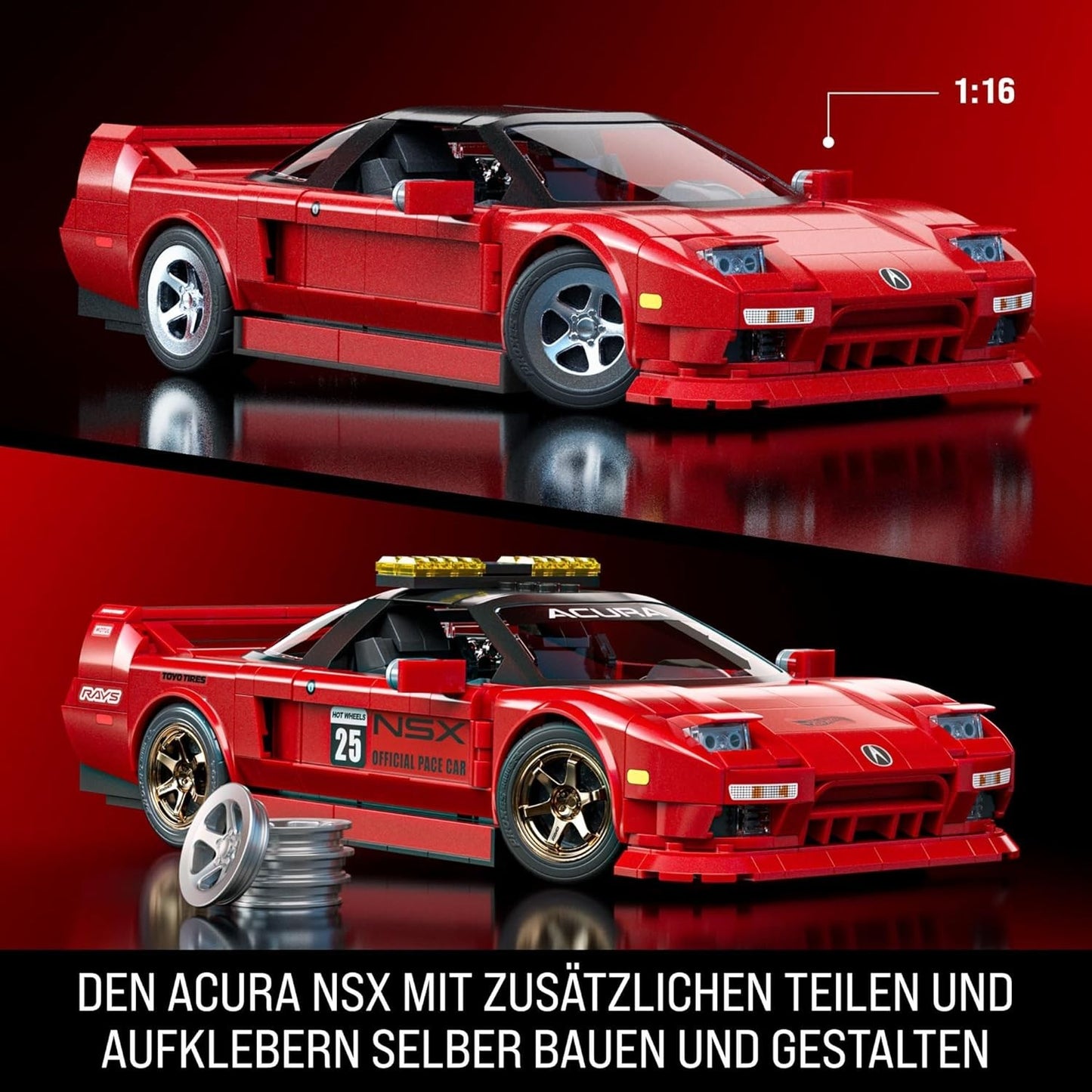 1:16 Hot Wheels Elite Acura NSX Mattel Brick Shop Bauset 876 Teile JFT17 OVP NEU