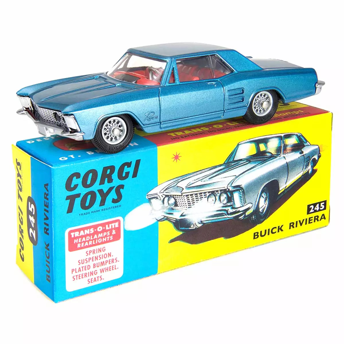 1:48 Corgi Toys Buick Riviera metallic-blau Nr. 245 Repro