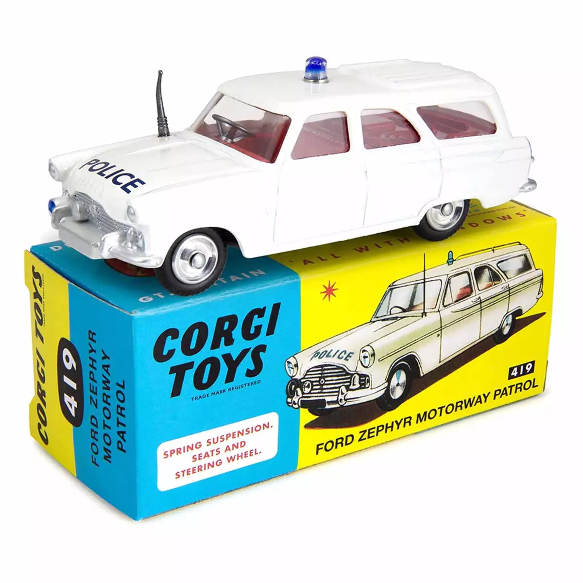 1:48 Corgi Toys Ford Zephir Autobahnpolizei weiß Nr. 419 Repro