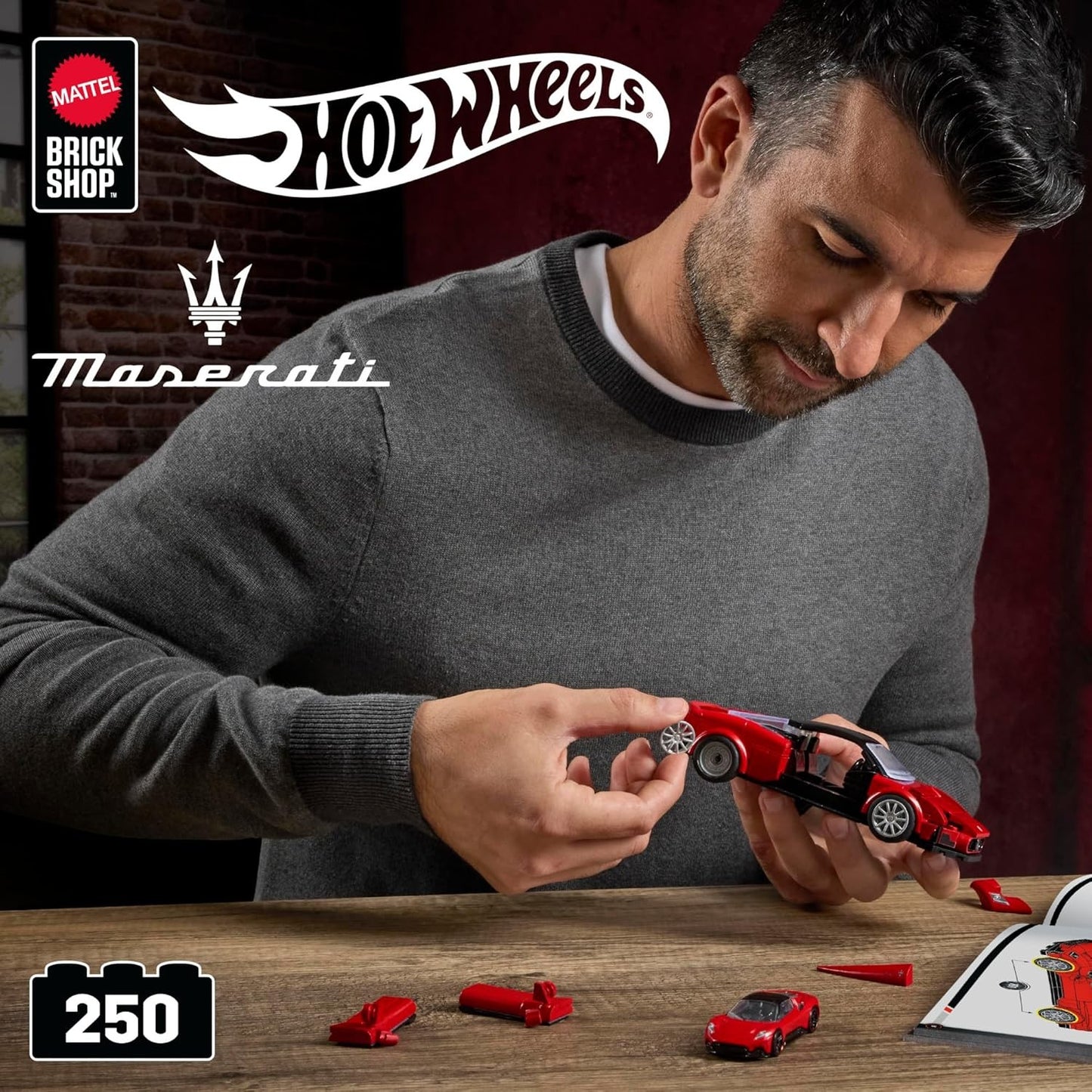 1:32 Hot Wheels Elite Mattel Brick Shop Serie Bauset Maserati MC20 250 Teile