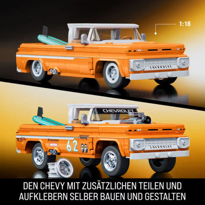 1:16 Hot Wheels Elite Custom ’62 Chevy Pickup Mattel Brick Shop Bauset 858 Teile JFT20