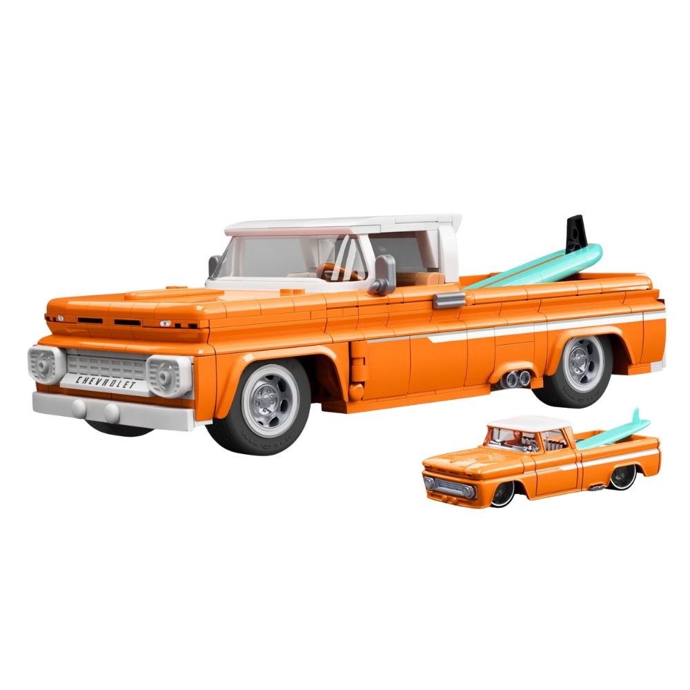 1:16 Hot Wheels Elite Custom ’62 Chevy Pickup Mattel Brick Shop Bauset 858 Teile JFT20