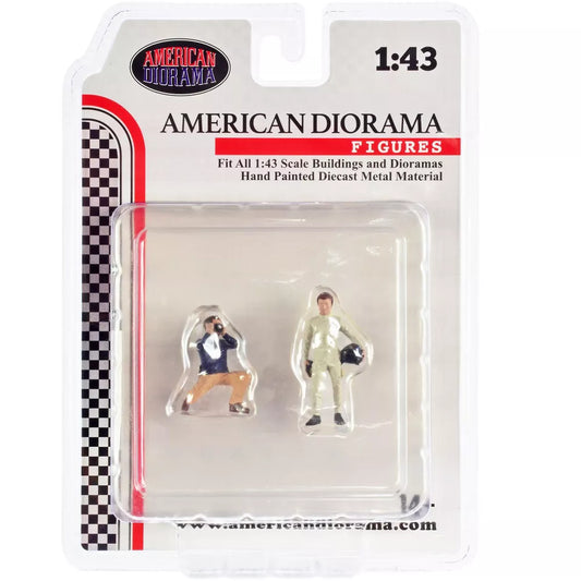 1:43 Figur Race Day 2 Figuren Fotograf Fahrer Set 1 American Diorama