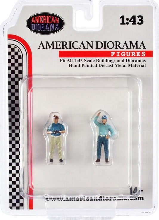 1:43 Figur Le Mans Racing Legend 50s Fahrer blau Set 2 Figuren American Diorama