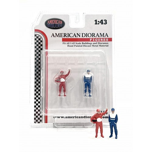 1:43 Figur Le Mans Racing Legend 90s Set 2 Figuren F1 rot blau American Diorama