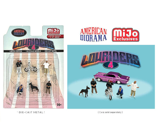 1:64 Figur Lowriders 4 Set 4 Figuren BMX Hund American Diorama Mijo