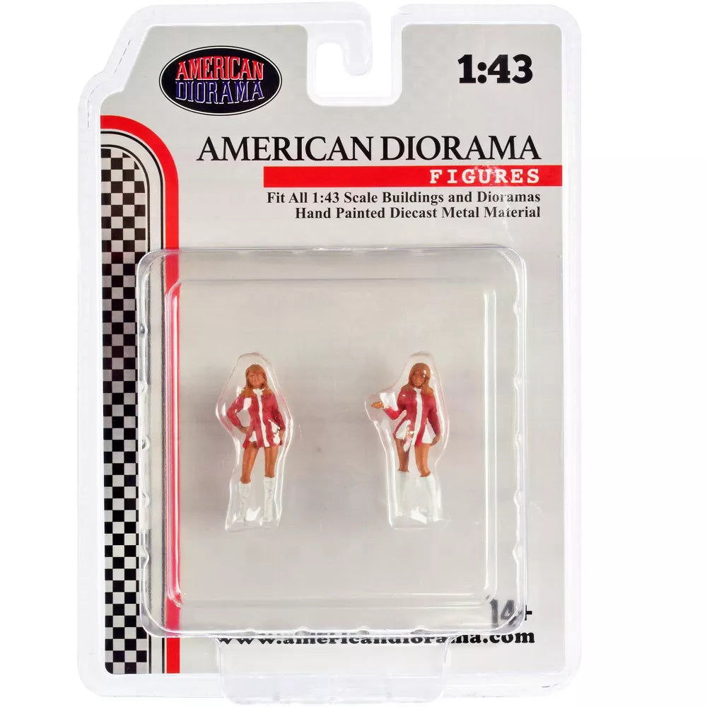 1:43 Figure Race Day 2 Figures Grid girls Set 6 American Diorama